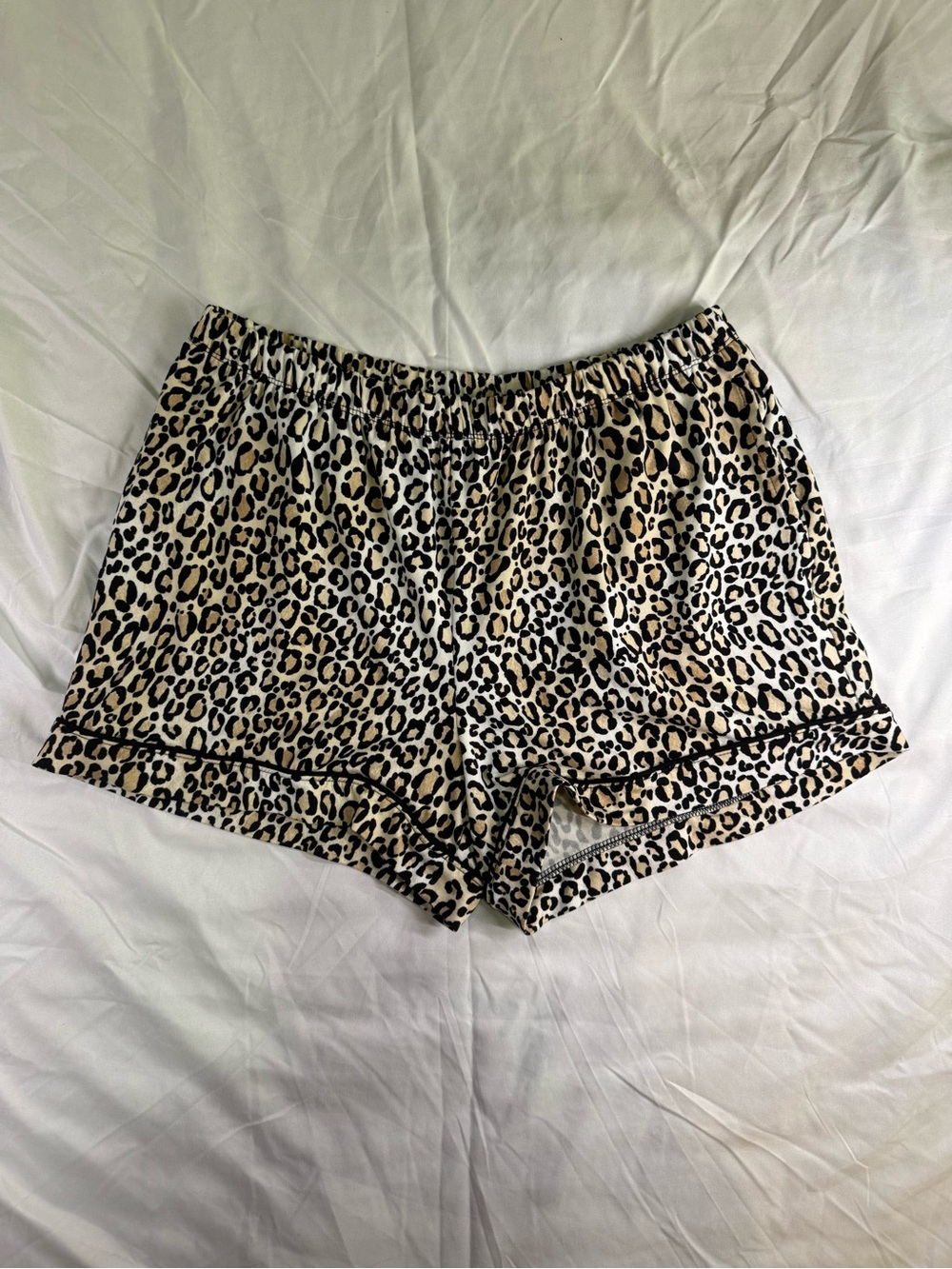 Joy spun Leopard Print Sleep Shorts - Black & Tan